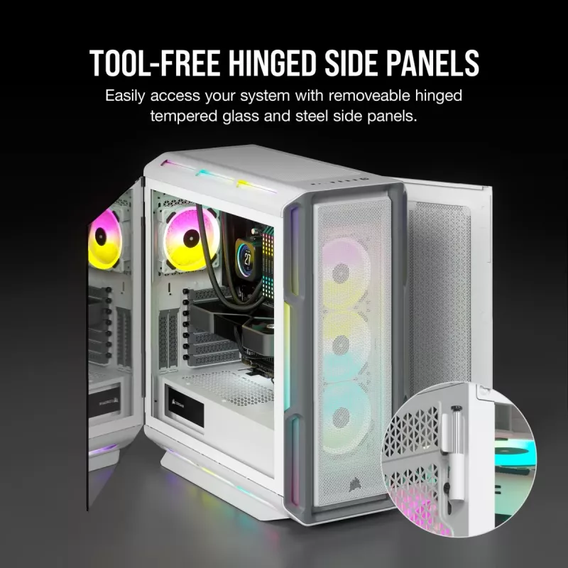 Case PC Mid-Tower ATX CORSAIR - iCUE 5000T - RGB vetro temperato - bianco