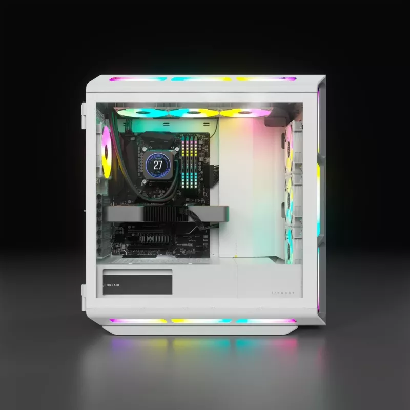 Case PC Mid-Tower ATX CORSAIR - iCUE 5000T - RGB vetro temperato - bianco