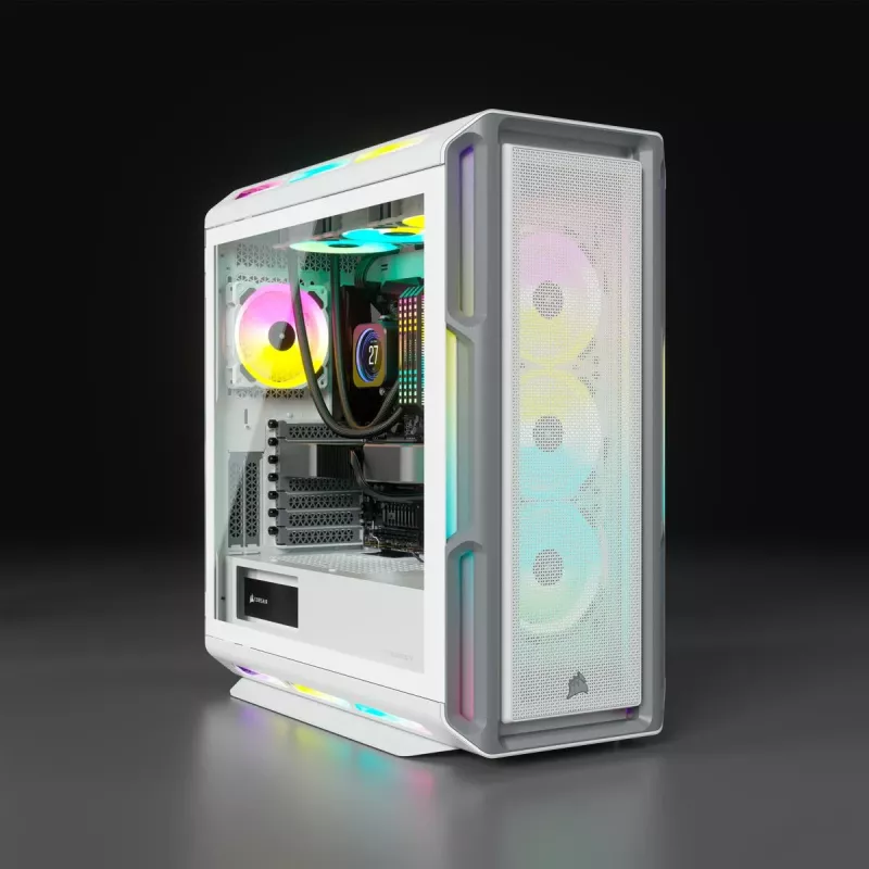 Case PC Mid-Tower ATX CORSAIR - iCUE 5000T - RGB vetro temperato - bianco