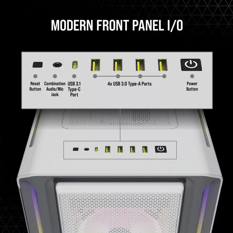 Case PC Mid-Tower ATX CORSAIR - iCUE 5000T - RGB vetro temperato - bianco