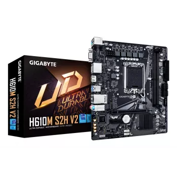 Scheda madre GIGABYTE H610M S2H V2 - Supporta CPU Intel Core 14ª gen., VRM digitale 4+1+1 fasi ibride, fino a 5600MHz DDR5, 1xPCIe 3.0 M.2, GbE LAN, USB 3.2 Gen 1