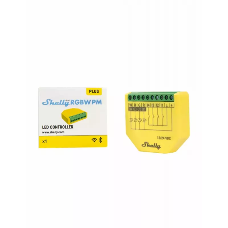 Shelly Plus RGBW PM luce smart wireless verde giallo