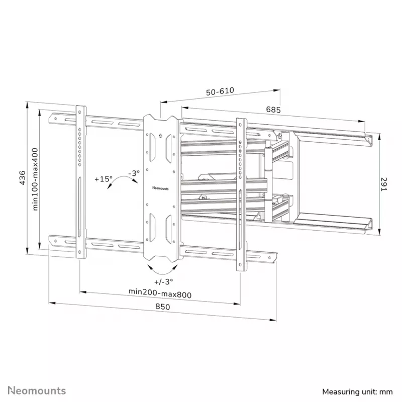 Supporto TV da parete Neomounts WL40S-850BL18 43-86 pollici - completamente orientabile - installazione rapida