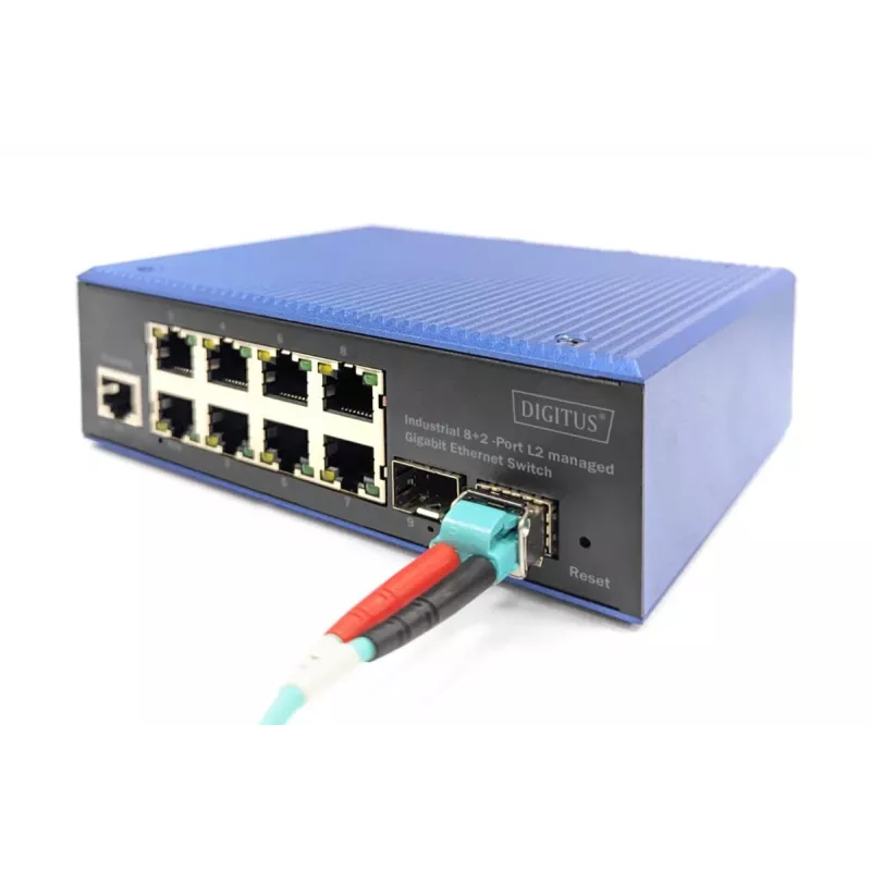 DIGITUS Switch Gigabit Ethernet L2 managed industriale 8+2 porte 8x GE RJ45 + 2 porte SFP