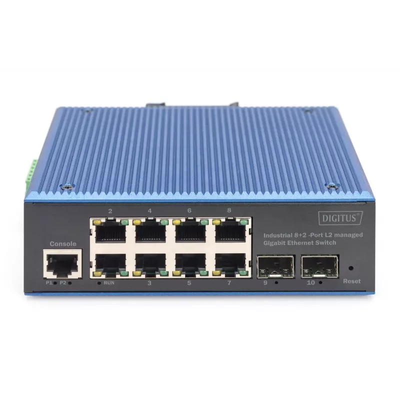 DIGITUS Switch Gigabit Ethernet L2 managed industriale 8+2 porte 8x GE RJ45 + 2 porte SFP