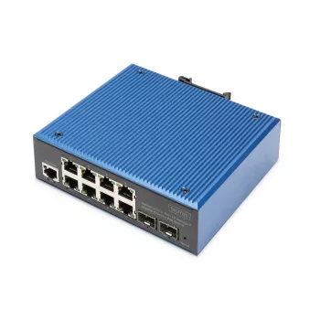 DIGITUS Switch Ethernet PoE Gigabit L2 managed industriale 8+2 porte 8xGE RJ45 + 2 porte SFP IEEE802.3at (30W)