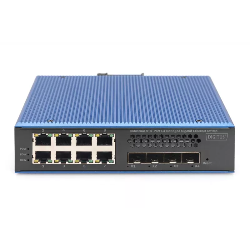 DIGITUS Switch Gigabit Ethernet L3 managed industriale 8+4 porte SFP+ 8xGE RJ45 + 4 porte SFP+