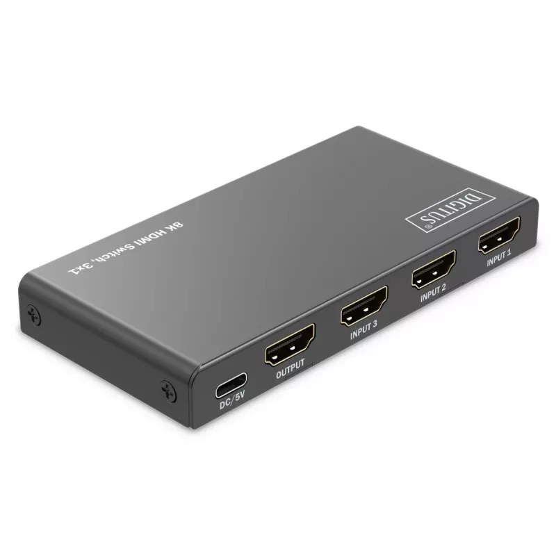 DIGITUS Switch HDMI 3x1. 8K/60Hz (4:4:4). HDR. HDCP 2.3