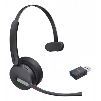 Cuffia Yealink WH64 Hybrid Mono UC wireless archetto ufficio/call center Micro-USB Bluetooth Nero
