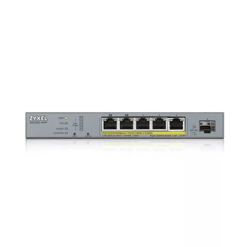 Switch di rete Zyxel GS1350-6HP-EU0101F managed L2 Gigabit Ethernet (10/100/1000) Power over Ethernet (PoE) grigio