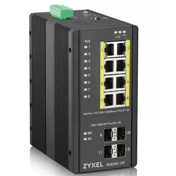 Zyxel RGS200-12P managed L2 Gigabit Ethernet (10/100/1000) Power over Ethernet (PoE) nero