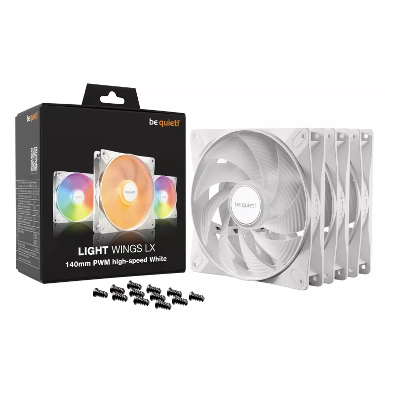 be quiet! LIGHT WINGS LX 140mm PWM High Speed confezione da 3 bianco ventole per case PC 14 cm 3 pz.
