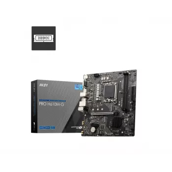 Scheda madre MSI PRO H610M-G — Intel H610, LGA 1700, micro ATX, DDR5, 2 DIMM, fino a 96 GB, M.2, SATA III, HDMI 2.1, DisplayPort 1.4