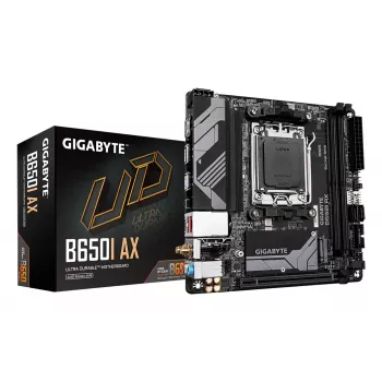 Scheda madre GIGABYTE B650I AX - CPU AMD Ryzen serie 9000, VRM 5+2+1 fasi, fino a 6400 MHz DDR5 (OC), 1x PCIe 4.0 M.2, 2,5 GbE LAN, WLAN 6E, USB 3.2 Gen 2