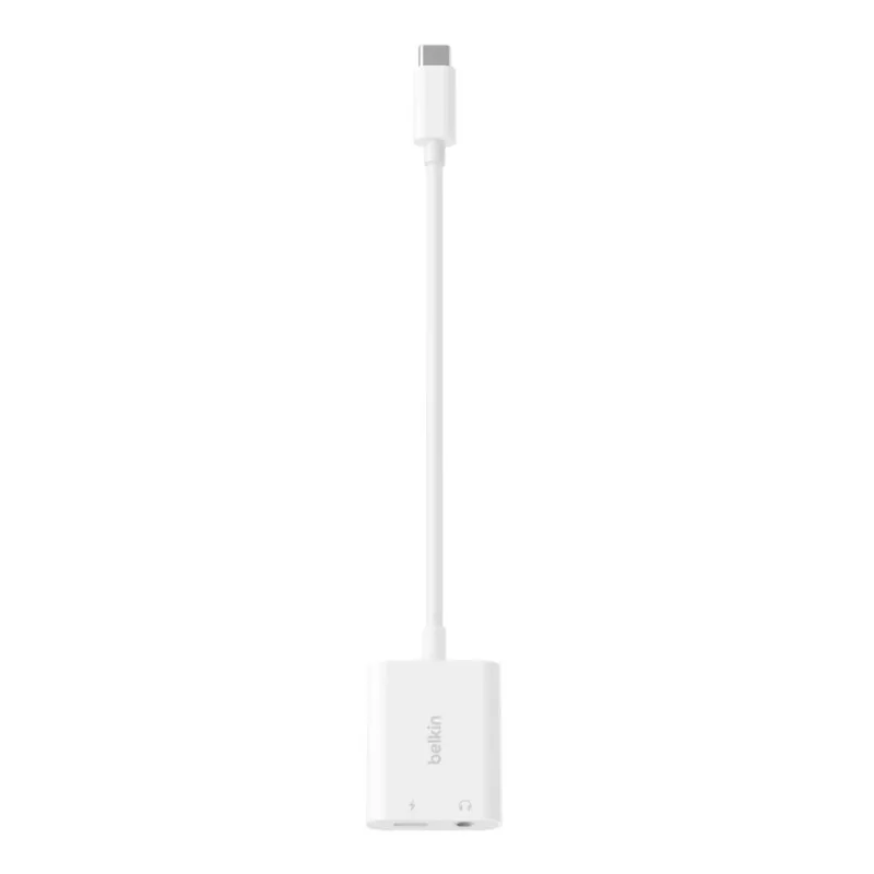 Adattatore di ricarica BELKIN Rockstar 3,5 mm audio + USB-C bianco