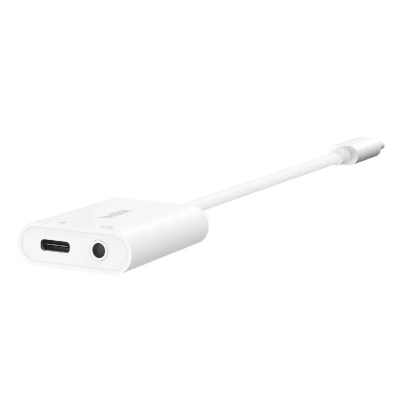 Adattatore di ricarica BELKIN Rockstar 3,5 mm audio + USB-C bianco