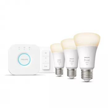 Philips Hue White Starterkit: 3 lampadine smart E27 (1100) + interruttore dimmer