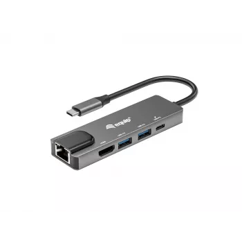 Equip adattatore multifunzione USB-C 5-in-1, HDMI, Gigabit-LAN, USB 3.2 Gen1, 100W USB PD