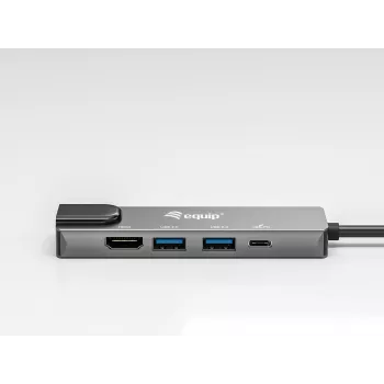 Equip adattatore multifunzione USB-C 5-in-1, HDMI, Gigabit-LAN, USB 3.2 Gen1, 100W USB PD