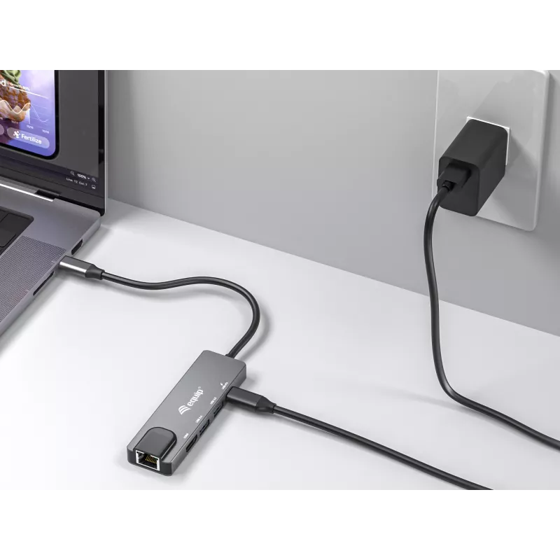 Equip adattatore multifunzione USB-C 5-in-1, HDMI, Gigabit-LAN, USB 3.2 Gen1, 100W USB PD