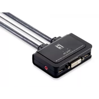 LevelOne switch KVM 2 porte USB DVI-D Single Link con cavo, supporto audio