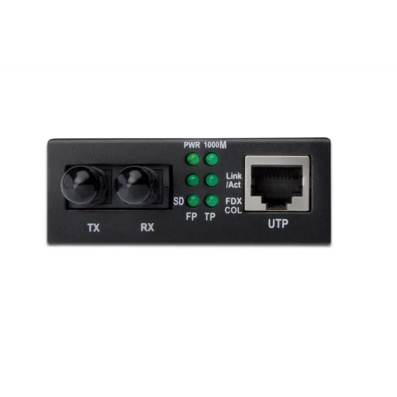DIGITUS DN-82110-1 convertitore multimediale Gigabit, multimodale da 10/100/1000Base-T a 1000Base-SX, da RJ45 a ST, 850 nm, fino a 0,5 km