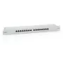 Equip patch panel Cat.6 schermato 16 porte, grigio chiaro, RJ-45, oro, Cat6, montaggio rack, 1U, grigio