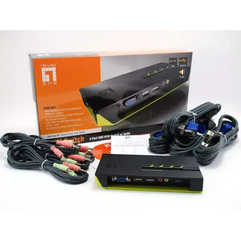 Switch KVM LevelOne 4 porte USB VGA, supporto audio