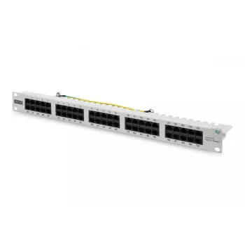 DIGITUS CAT 3 ISDN Patch Panel, non schermato 50 porte RJ45, 8P4C, LSA, 1U, montaggio a rack, colore grigio RAL 7035
