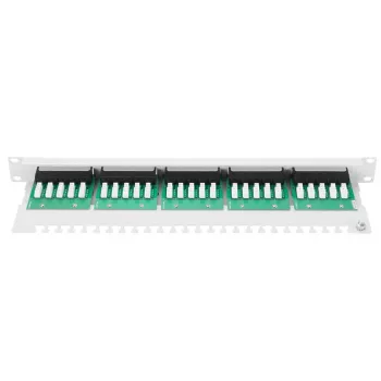 DIGITUS CAT 3 ISDN Patch Panel, non schermato, 25 porte RJ45, 8P4C, LSA, 1U, montaggio a rack, colore grigio RAL 7035
