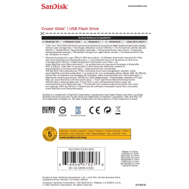 WESTERN DIGITAL SanDisk Cruzer Glide - 32GB chiavetta USB - USB 2.0