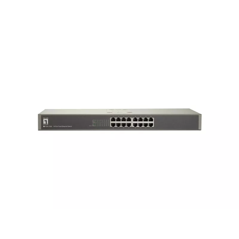 Switch LevelOne 16 porte Fast Ethernet, unmanaged, Fast Ethernet (10/100), full duplex, montaggio rack