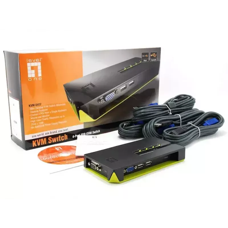 Switch KVM LevelOne 4 porte USB VGA KVM-0422