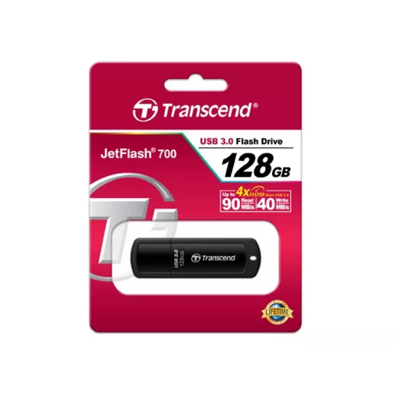 TRANSCEND Jetflash 700 - 128GB chiavetta USB - USB 3.0 - nero