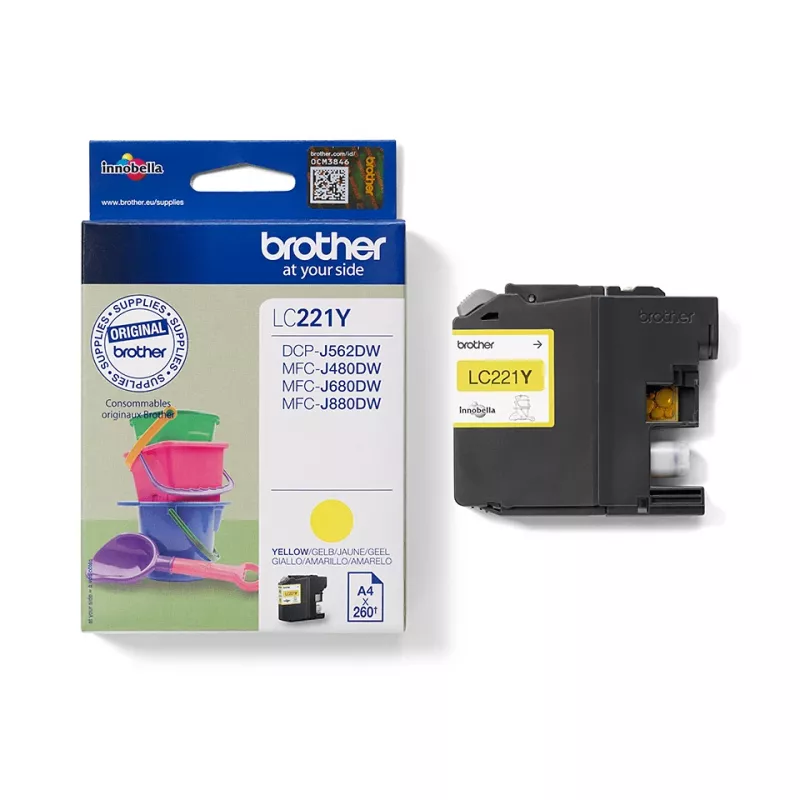 Cartuccia d'inchiostro Brother LC221Y, 1 pz. originale giallo