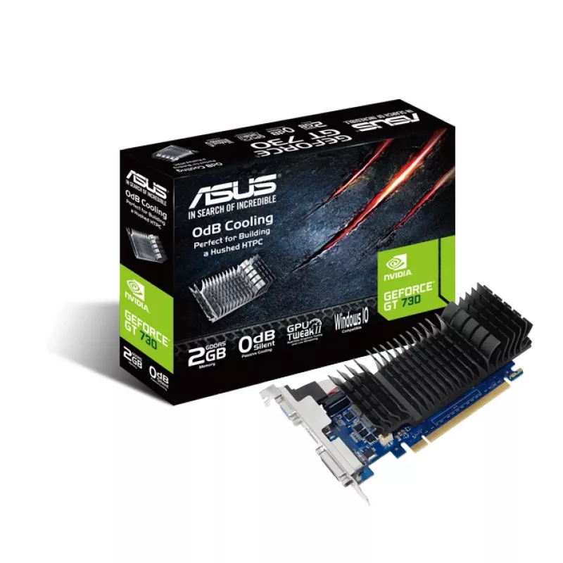 Scheda grafica ASUS GeForce GT 730, 2 GB GDDR5, 64-bit, PCIe 2.0, raffreddamento passivo