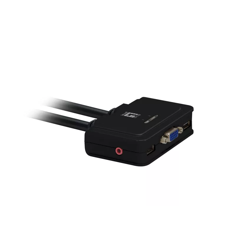 Switch KVM LevelOne 2 porte USB VGA con cavo, supporto audio, 2048 x 1536 pixel, nero