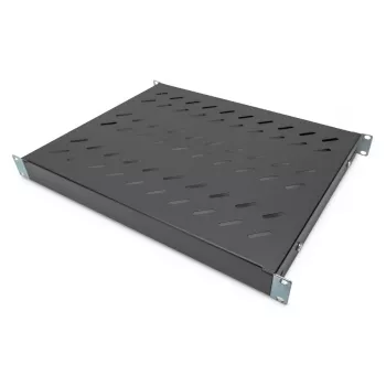 DIGITUS ripiano fisso 1U, regolabile per armadi profondi 600 mm, profondità 350 mm, colore nero (RAL 9005)