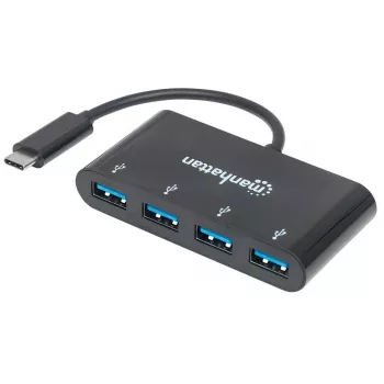 Dock/hub Manhattan USB-C, porte (4x): USB-A (4x), 5 Gbit/s (USB 3.2 Gen1 noto anche come USB 3.0), alimentato via USB (nessun alimentatore esterno necessario), cavo 20 cm, equivalente a HB30C4AB
