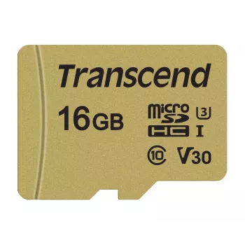Scheda micro SDHC TRANSCEND 500s 16 GB UHS-I U3 MLC con adattatore