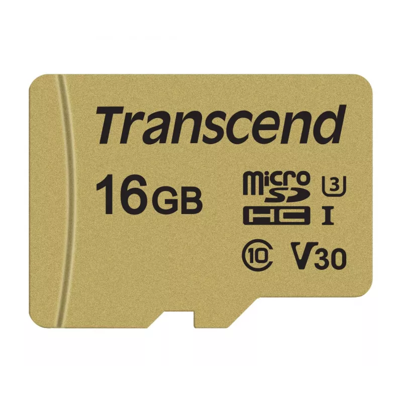 Scheda micro SDHC TRANSCEND 500s 16 GB UHS-I U3 MLC con adattatore