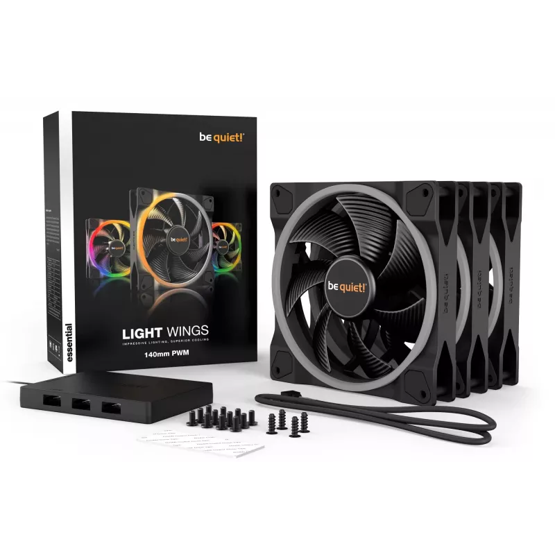 be quiet Light Wings ventola 140mm ARGB PWM nero confezione da 3