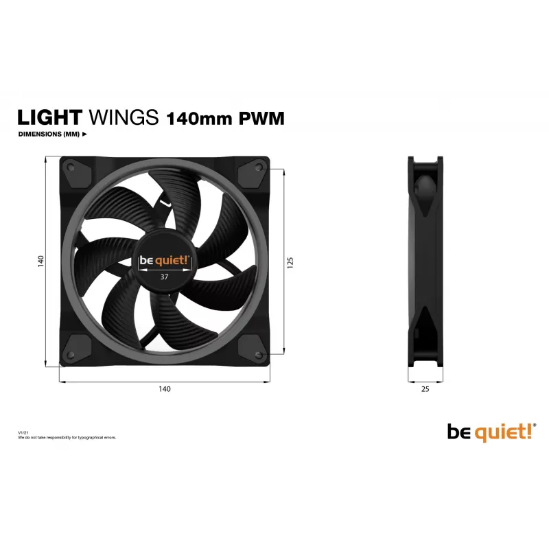 be quiet Light Wings ventola 140mm ARGB PWM nero confezione da 3