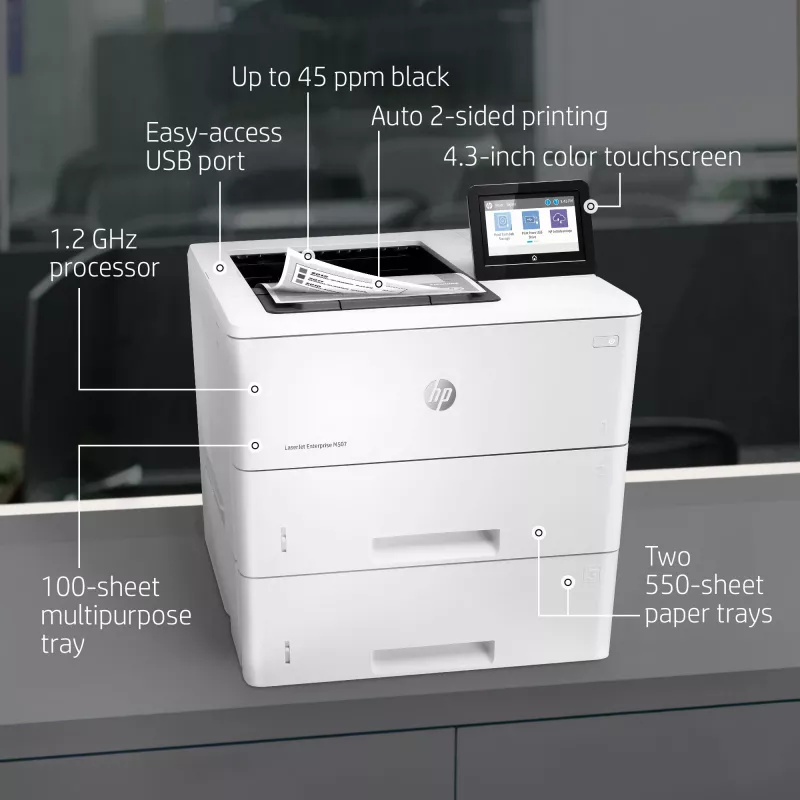 HP LaserJet Enterprise M507x, laser, 1200 x 1200 DPI, A4, 43 ppm, stampa fronte-retro, in rete