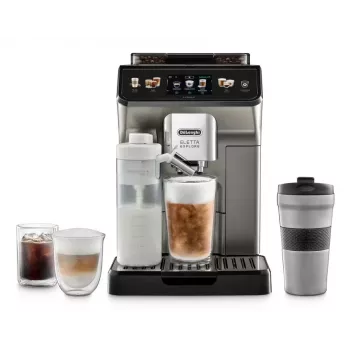 Macchina da caffè combinata De’Longhi ECAM450.86.T — completamente automatica, serbatoio acqua 1,8 l, contenitore chicchi 300 g, 19 bar, macinacaffè integrato, display TFT