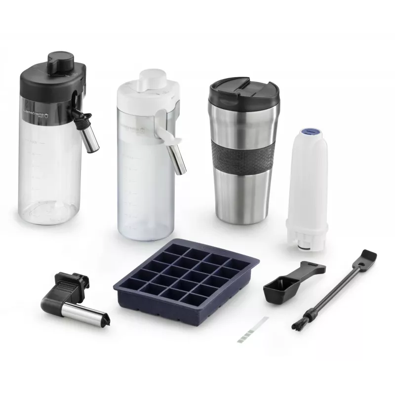 Macchina da caffè combinata De’Longhi ECAM450.86.T — completamente automatica, serbatoio acqua 1,8 l, contenitore chicchi 300 g, 19 bar, macinacaffè integrato, display TFT