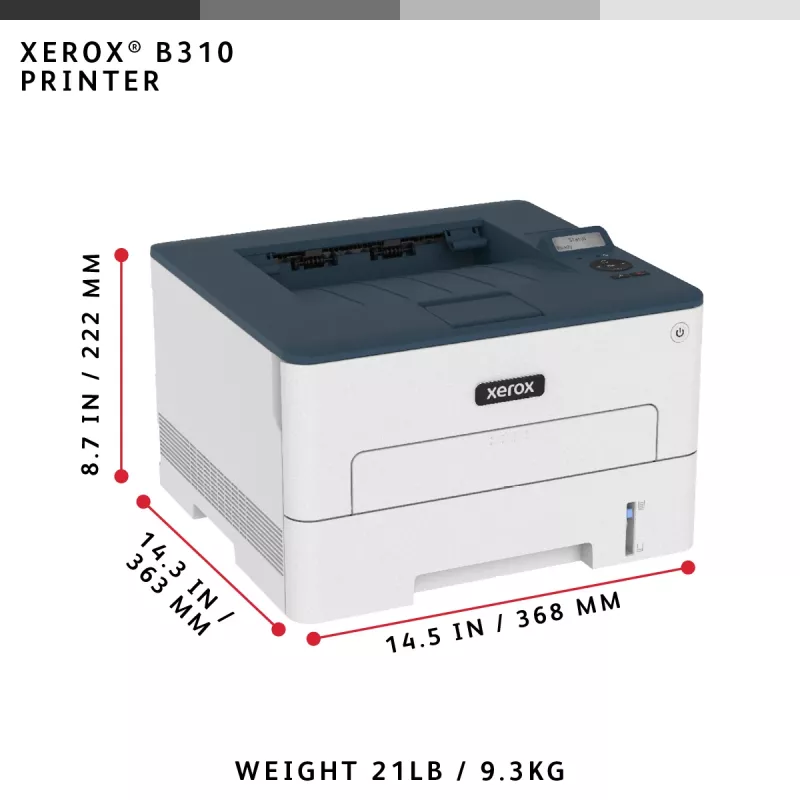 Stampante Xerox B310 A4 40ppm wireless duplex PS3 PCL5e/6 2 vassoi totale 350 fogli