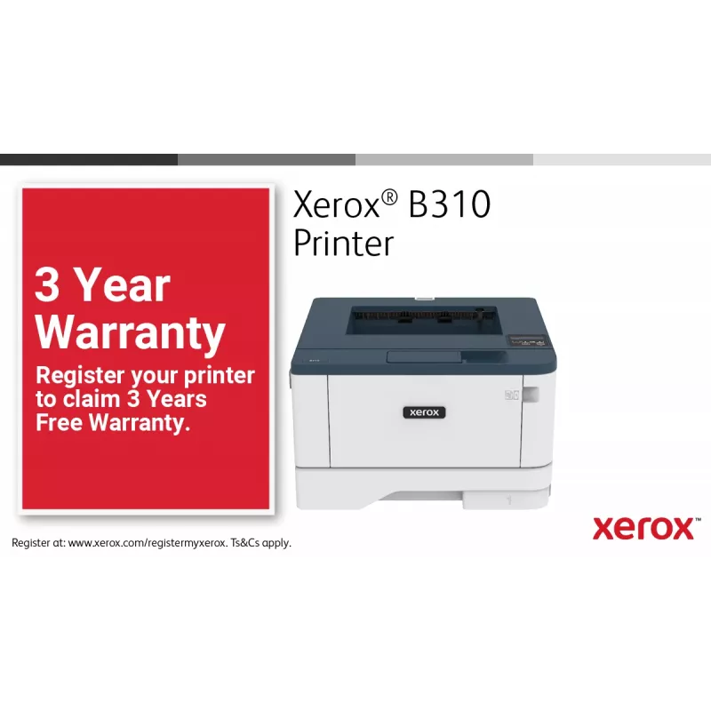 Stampante Xerox B310 A4 40ppm wireless duplex PS3 PCL5e/6 2 vassoi totale 350 fogli
