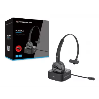 Conceptronic POLONA cuffia Bluetooth wireless con base di ricarica