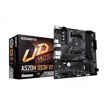 Scheda madre GIGABYTE A520M DS3H V2 - supporta CPU AMD Ryzen 5000 serie AM4, fino a 4733 MHz DDR4 (OC), PCIe 3.0 x16, GbE LAN, USB 3.2 Gen 1